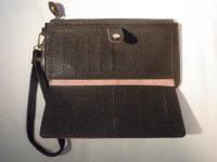 ストラップ付き長財布 ダークブラウン 414