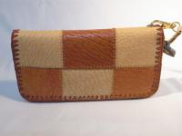 ストラップ付きラウンドファスナー長財布 パッチワーク D 390