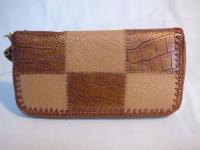 ストラップ付きラウンドファスナー長財布 パッチワーク B 459